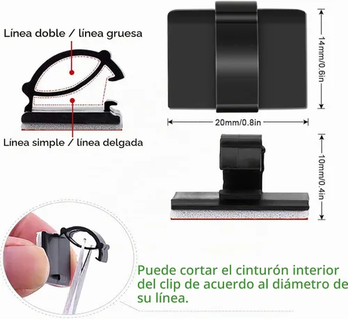 Vista 2 de Clips para Cables Autoadhesivos 3M Organizador de Cables, Sujetador de Alambre Abrazadera de Gestión Adhesiva para Escritorio Coche Cámara de Negro
