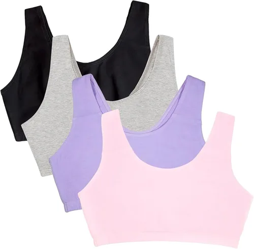 Vista 14 de Fruit of the Loom Sujetador deportivo de algodón sin aros para mujer Negro/Blanco/Gris Jaspeado