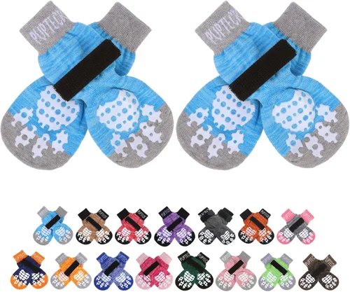Vista 11 de PUPTECK Calcetines antideslizantes para perros con agarres de doble cara para perros pequeños, medianos y grandes, suelos de madera dura que evitan