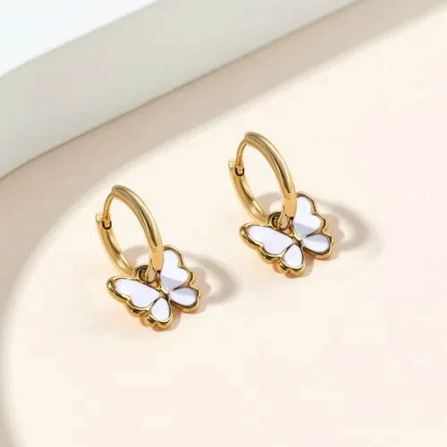 Vista 5 de Drop Dangle Earrings, Lock Heart Cross Zirconia Earrings 14K Gold Dangle Huggies Hoops Statement Punk for Women Girls Rock Hypoallergenic Jewelry