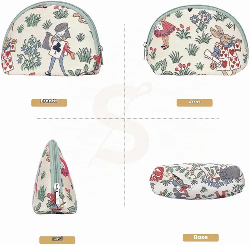 Vista 2 de Bolsa de cosméticos Signare Tapestry para mujer, bolsa de aseo y maquillaje Alice In Wonderland