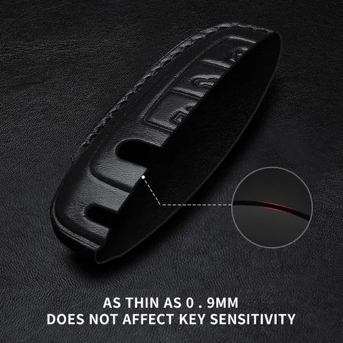 Vista 4 de Tukellen Funda de Cuero para Llavero de Audi con Cadena de Llaves, Protector de Funda de Cuero Compatible con Llavero Inteligente sin Llave 2019