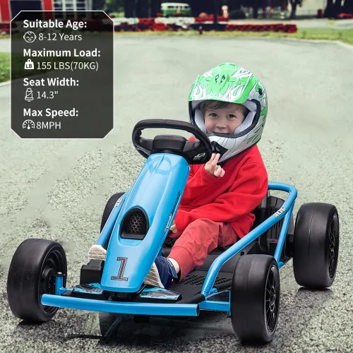 Vista 2 de Go Kart alimentado por batería de 24 V para niños de 8 a 15 años Azul