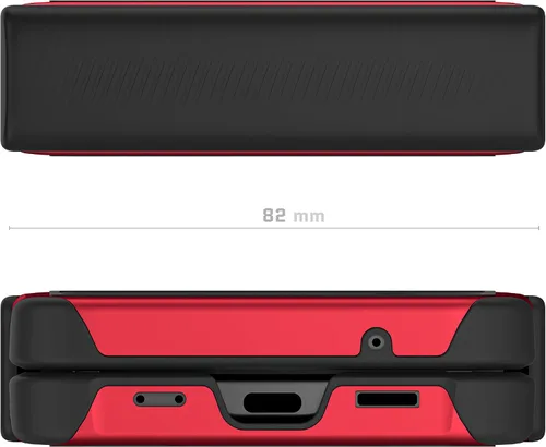Vista 8 de Ghostek Atomic - Funda delgada para Galaxy Z Flip 4, parte trasera de aramida con parachoques de aluminio rojo, funda protectora de doble capa a