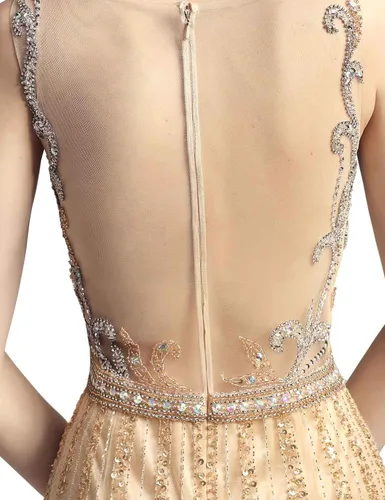 Vista 6 de Sarahbridal Vestidos de tul para mujer, vestidos largos de graduación, formal, para concursos de noche, concursos de fiesta, color champán