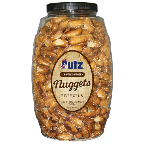 Vista 3 de UTZ Pretzels duros de masa madre rotos a la antigua, barril de 64 onzas, torsión clásica de nudo de pretzel grande y grueso, pretzel crujiente