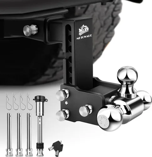Vista 8 de METOWARE Enganche de remolque ajustable para receptor de 2" Tri-Ball 4 Negro