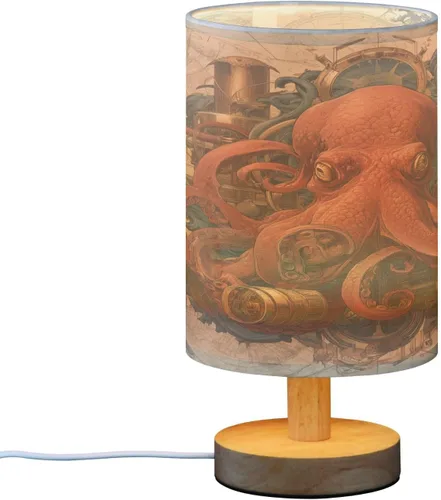 Vista 2 de Lámpara de mesa de pulpo Steampunk con puerto USB, lámpara de mesa de noche, lámpara de escritorio para dormitorio, sala de estar, lámpara de noche