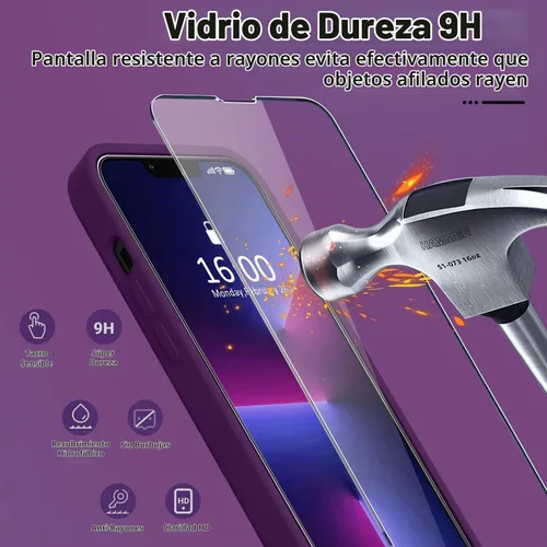Vista 6 de BossKiss Funda compatible con iPhone 13 Pro, silicona de alta calidad mejorada [protección de cámara] [2 protectores de pantalla]