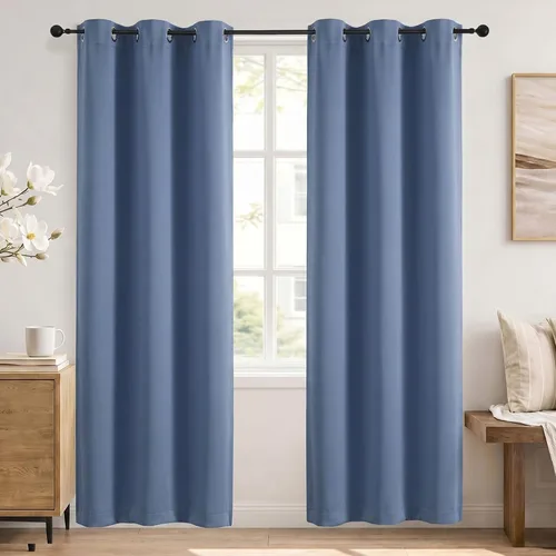 Vista 47 de Simplebrand Cortinas blancas puras de 96 pulgadas de largo para oscurecer la habitación, juego de 2 paneles para dormitorio/sala de estar, bloqueo