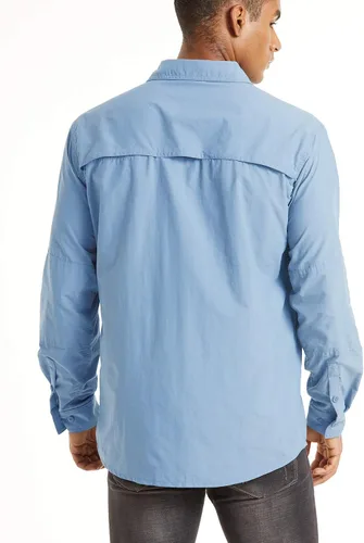 Vista 3 de TACVASEN Camisas tácticas para hombre, de secado rápido, protección UV, transpirable, manga larga, senderismo, pesca, botones