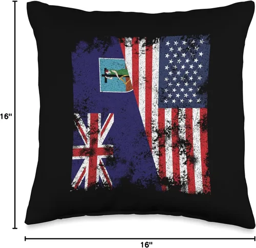 Vista 4 de Montserrat Flag Nation Montserrat - Almohada con diseño de bandera de Estados Unidos, 16 x 16 pulgadas, multicolor
