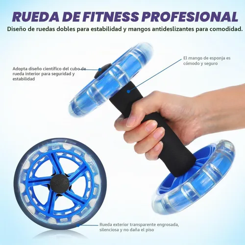 Vista 3 de Kisangel - Paquete de 2 ruedas de rodillo abdominal, entrenador abdominal doble, gimnasio en casa
