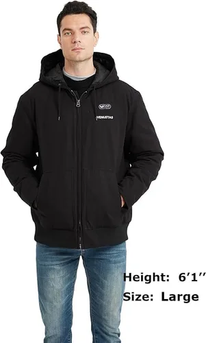 Vista 5 de Venustas 12V Men's Dual-Control Heated Canvas Jacket with Battery, Winter Heated Work Jacket, Electirc Heated Hoodie Jacket