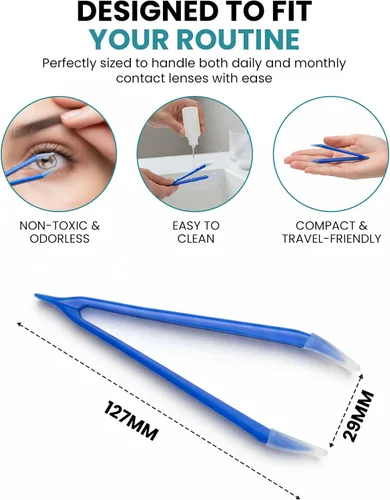 Vista 4 de Pinzas para quitar y insertar lentes de contacto suaves - Color verde para quitar e insertar lentes de contacto Verde con puntas de silicona suave