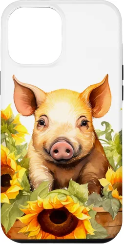 Vista 6 de Funda para iPhone 14 con diseño de animales de granja con girasoles