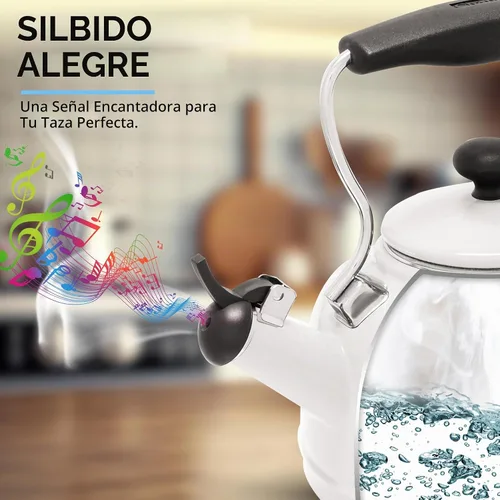 Vista 5 de Chantal Hervidor de té silbante Oolong esmaltado en acero de 1.8 cuartos (Talavera)