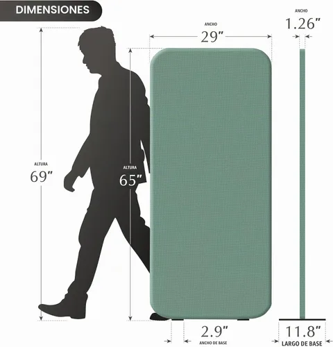 Vista 6 de DECOLAB Standing Room Divider, Space Privacy Partition 29"x65", Aqua