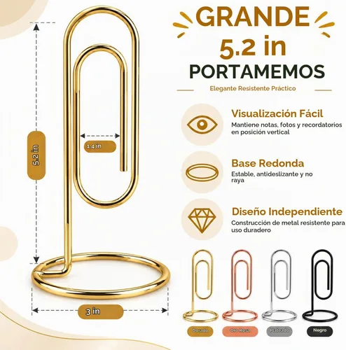 Vista 2 de Soporte para notas de escritorio, 4 piezas de clip de papel de escritorio jumbo, soporte para tarjetas de mesa, soporte de oficina, soporte de 4