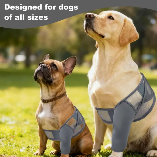 Vista 6 de Rodillera para perro, manga transpirable para patas de perro para dejar de lamer, coderas ajustables para perros pierna delantera trasera, protector
