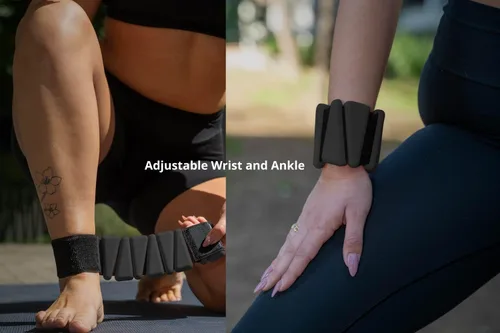 Vista 8 de GAOS - Pesas de muñeca y tobillo para mujer, brazaletes ponderados para pilates, yoga, caminar y entrenamiento de fuerza, ajuste ajustable, diseño