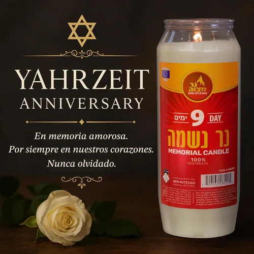Vista 6 de Ner Mitzvah Vela Yartzeit de 9 días - Vela Kosher Yahrtzeit Memorial y Yom Kippur Vela en soporte de plástico