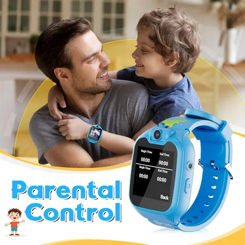Vista 5 de Contixo KW01 - Relojes inteligentes para niños, color azul, pantalla táctil HD de 1.54 pulgadas, juguete educativo con juegos, cámara, grabadora