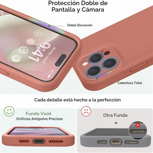 Vista 3 de Funda Vooii compatible con iPhone 15 Pro Max, silicona premium mejorada, [protección de cámara] [forro de microfibra suave antiarañazos] funda