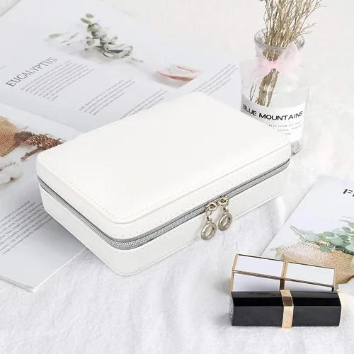 Vista 6 de DesignSter Joyero pequeño Estuche de joyería de viaje de piel sintética organizador de joyas soporte de almacenamiento para collares, aretes