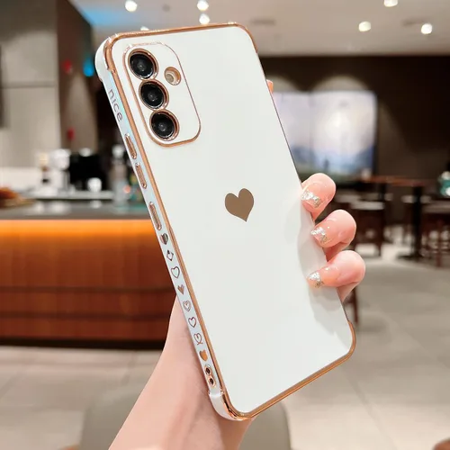 Vista 64 de phylla Funda de teléfono compatible con Samsung Galaxy A12 de 6.5 pulgadas, lindo corazón chapado en oro, elegante funda de lujo para mujer