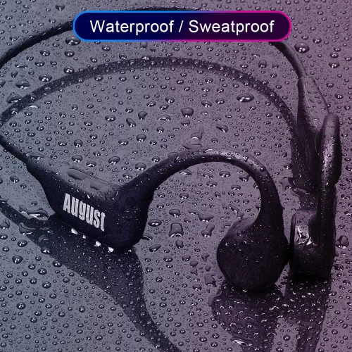 Vista 8 de August Auriculares de conducción ósea Bluetooth 5.3 Open Ear EP400 con micrófono y reproductor MP3 de 16 GB, ligeros inalámbricos e impermeables