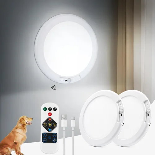 Vista 11 de Lámpara de techo alimentada por batería de 7.48 pulgadas con control remoto, luz de ducha recargable impermeable, luces de techo con sensor