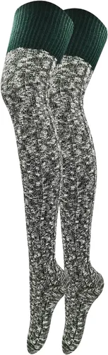 Vista 2 de HYTENSUN Calcetines de invierno de punto alto para mujer, estilo vintage, extra largos, calentadores de piernas por encima de la rodilla, medias