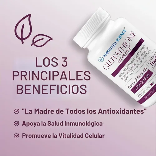 Vista 3 de Approved Science® Glutatión - Glutatión 500 mg - Complejo de fosfolípidos, vitamina C, bioperina - Antioxidante superior para ayudar a neutralizar
