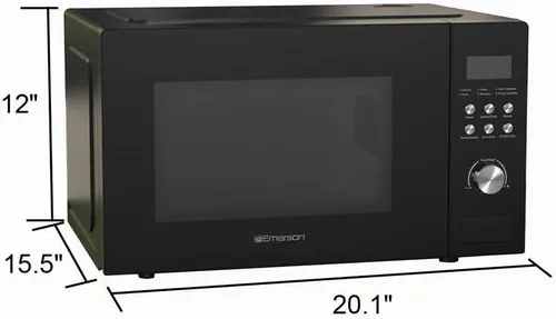Vista 4 de Emerson MW1101B-A Horno microondas de encimera con control de botón, pantalla LED de 1000 W, 10 niveles de potencia, 6 menús automáticos, plato