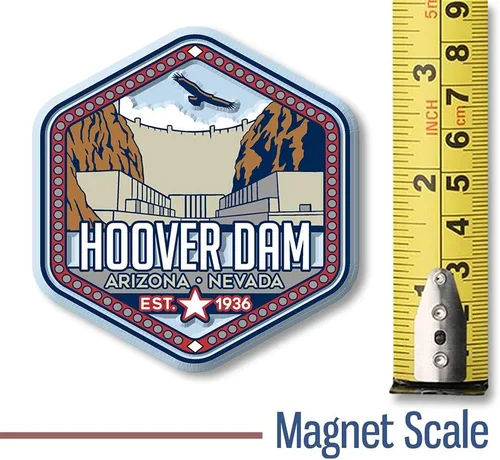 Vista 2 de Imán Hoover Dam de Classic Magnets, 2.9 x 3.1 pulgadas, recuerdos coleccionables de goma 3D estilo vintage y regalos fabricados en los Estados Unidos