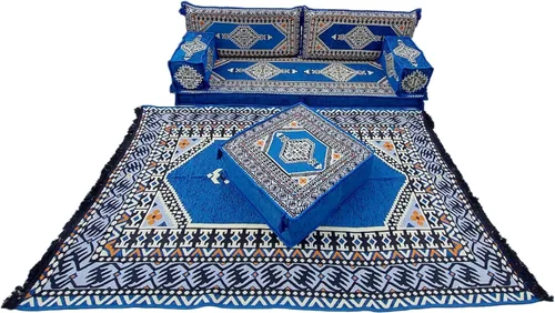 Vista 12 de arabicsofa Juego de sofá árabe en forma de U - Asiento modular azul real para habitación de invitados