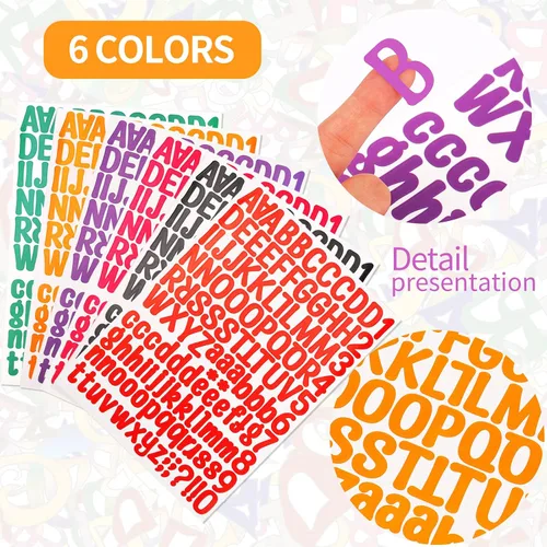 Vista 3 de 18 hojas de calcomanías de números del alfabeto, 6 números de color y letras, calcomanías de vinilo autoadhesivas con números de letra, calcomanías