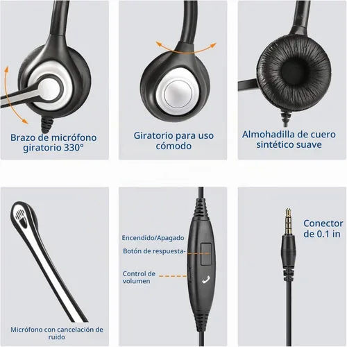 Vista 5 de Wantek Auriculares para teléfono celular con micrófono con cancelación de ruido, auriculares de computadora con cable de 0.138 in para iPhone