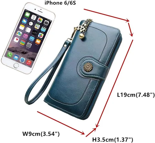 Vista 7 de Aismile Carteras con tarjetero RFID para mujer, 02 Cartera larga para teléfono naranja, Cartera Rfid