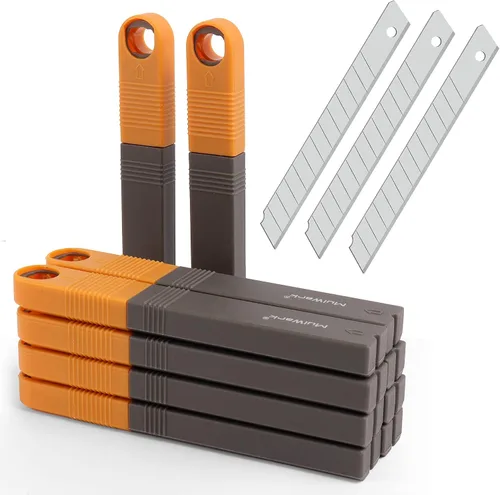 Vista 8 de Mulwark Juego de Cuchillo Utilitario Retráctil de Caja de 11 Piezas - Cuchillo de Artesanía Resistente con 10 Cuchillas de Corte de 9 mm de 30