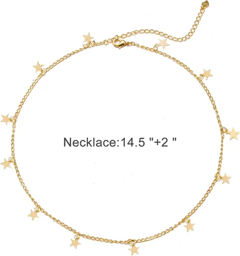 Vista 4 de Long tiantian Gargantilla de estrella dorada para mujer, gargantilla simple para adolescentes y niñas, Cobre, otro