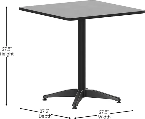 Vista 8 de Flash Furniture TLH-ALUM-28SQ-017BK4-GG Lila - Juego de mesa cuadrada de aluminio para interiores y exteriores de 27.5 pulgadas con 4 sillas Negro