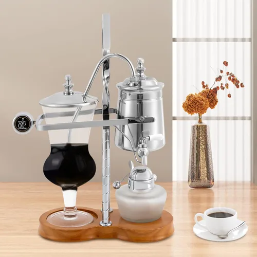Vista 2 de DYRABREST Cafetera sifón sifón, 5 tazas de sifón de mesa sifón (sifón), cafetera de mesa de borosilicato para el hogar, cafeterías y oficinas