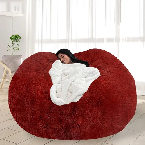 Vista 29 de Puf para adultos y niños sin relleno, sofá perezoso suave y redondo, funda de sofá de puf clásico, saco de amor para dormitorio, silla de lectura