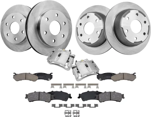 Vista 49 de Detroit Axle - Kit de frenos para Land Rover LR3 2005-2009, Rotores de freno deportivos Range Rover 2006-2009 y pastillas de freno de cerámica 2007