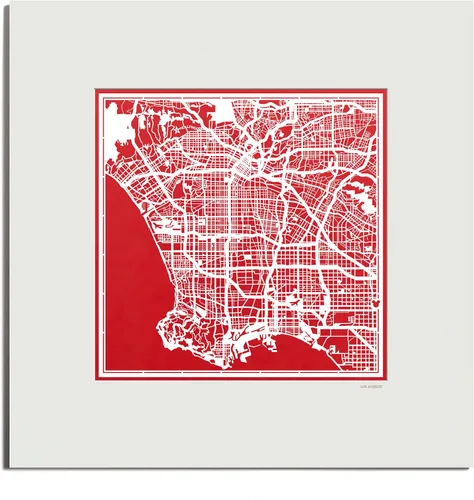 Vista 169 de O3 Design Studio San Diego, CA Paper Cut Map Matted Grey 20x20 in Paper Art