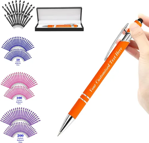 Vista 29 de Bolígrafos personalizados con nombre, bolígrafos personalizados con punta de lápiz digital de 0.020 in, bolígrafo suave al tacto, grabado de texto