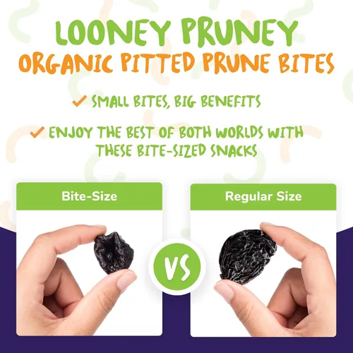 Vista 8 de Looney Pruney Smalls Fruit Snacks Ciruelas pasas naturalmente dulces Paquetes de aperitivos de frutas orgánicas para niños y adultos Alimentos
