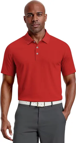 Vista 12 de PGA Tour Men's Airflux Solid Mesh Short Sleeve Classic Golf Polo Shirt Asfalto